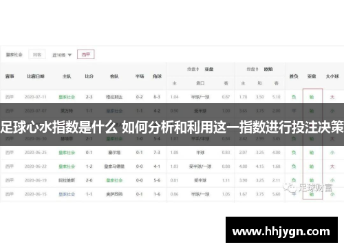 足球心水指数是什么 如何分析和利用这一指数进行投注决策